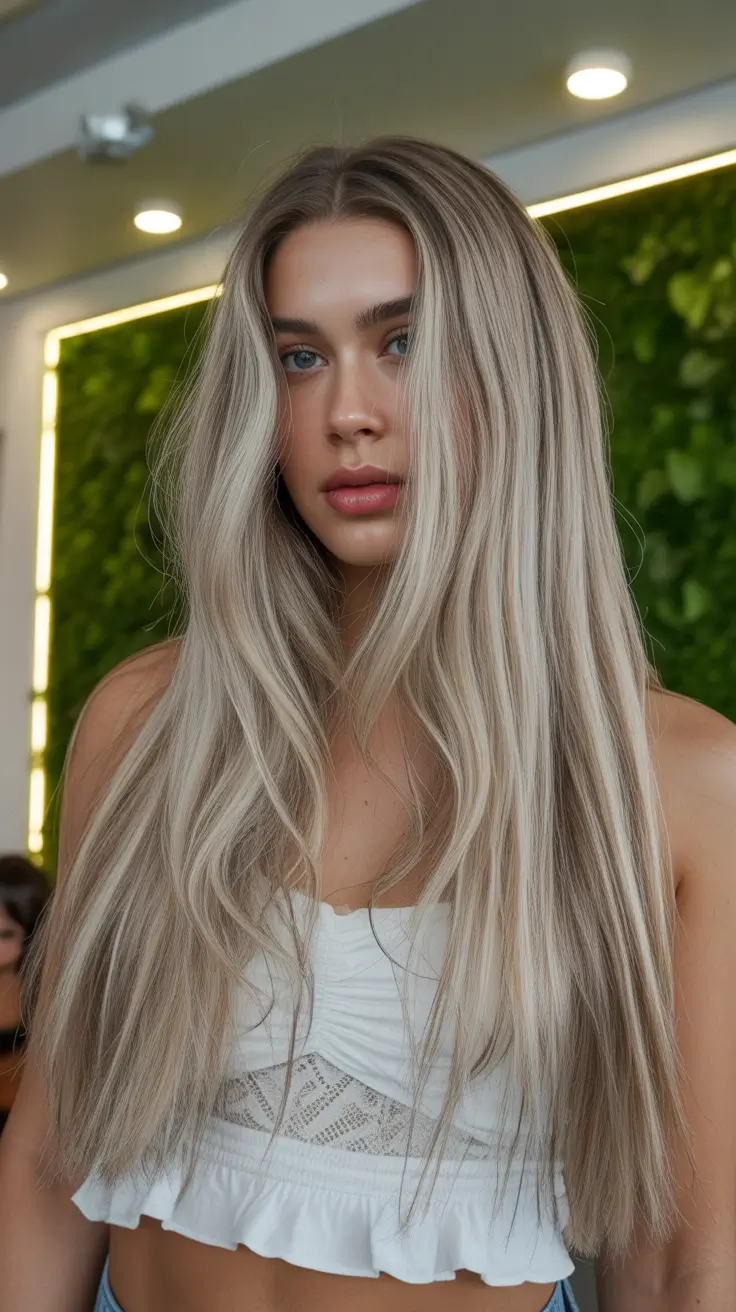 perfect spring blonde hair color guides 2026 Long Frosted Beige Dimension