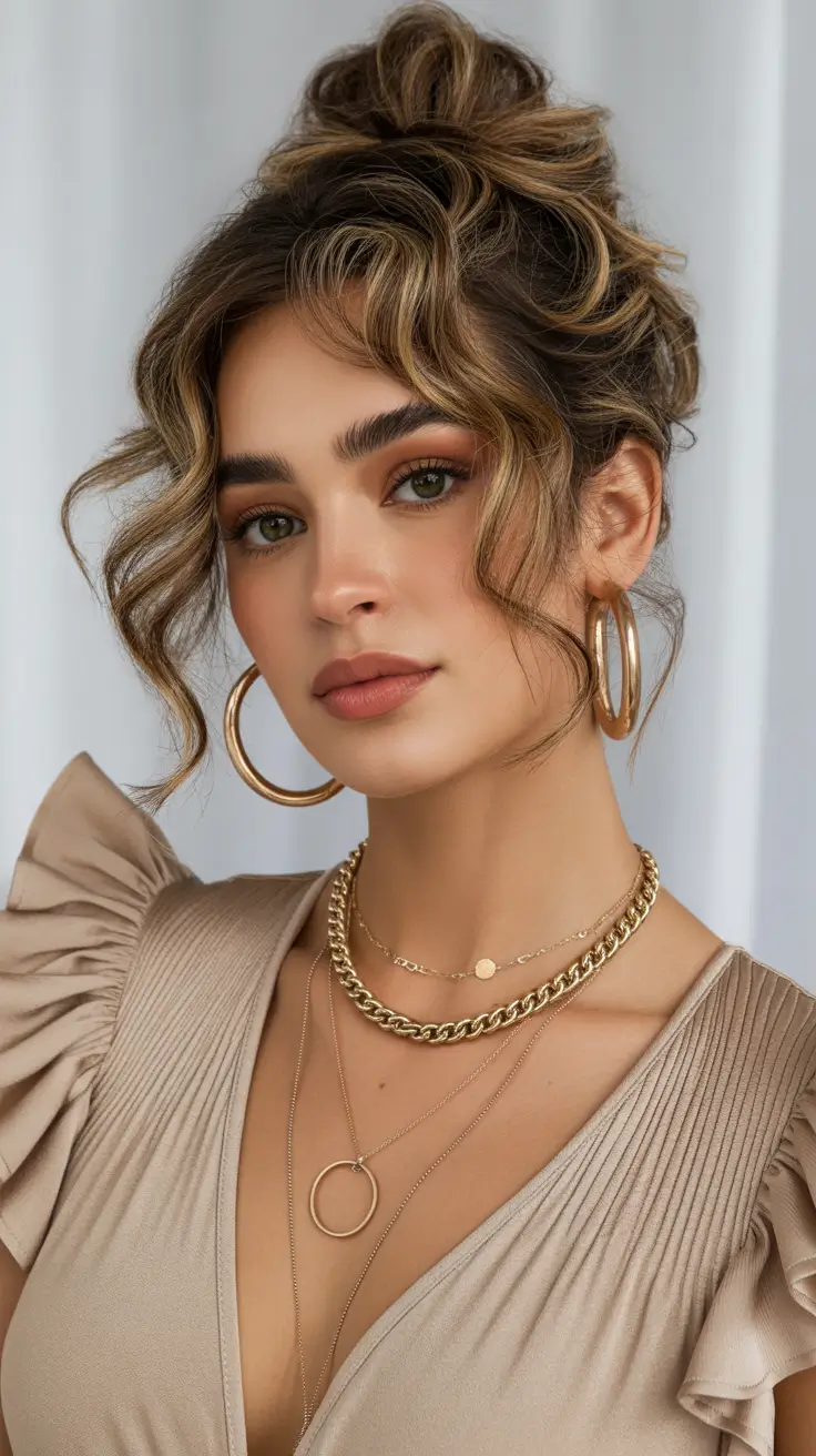 playful spring hairstyles 2026 Soft Curly Updo With Romantic Face-Framing Tendrils