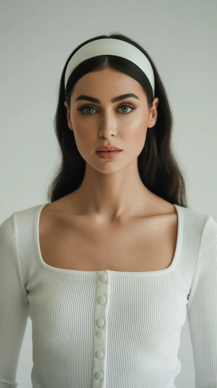 playful spring hairstyles 2026 Soft Waves With a Retro White Headband