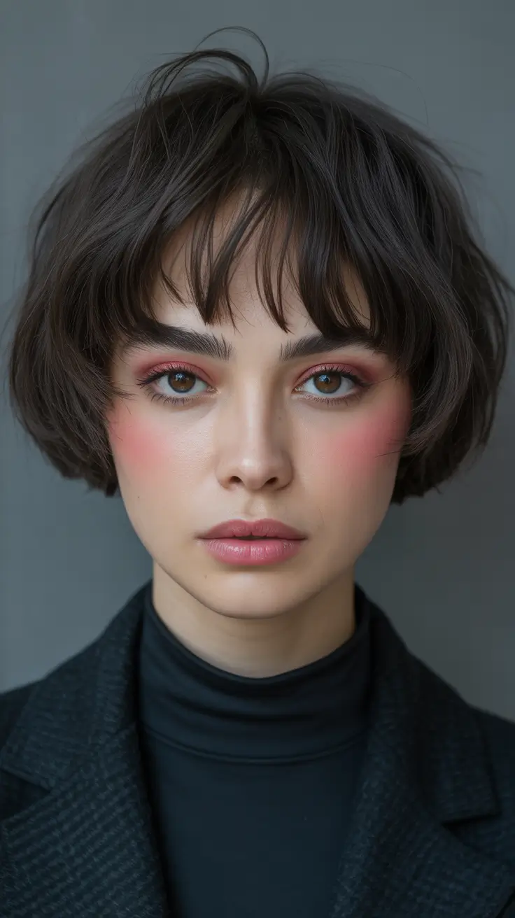 popular spring short haircut 2026 Choppy Micro Bob With Textured Bangs