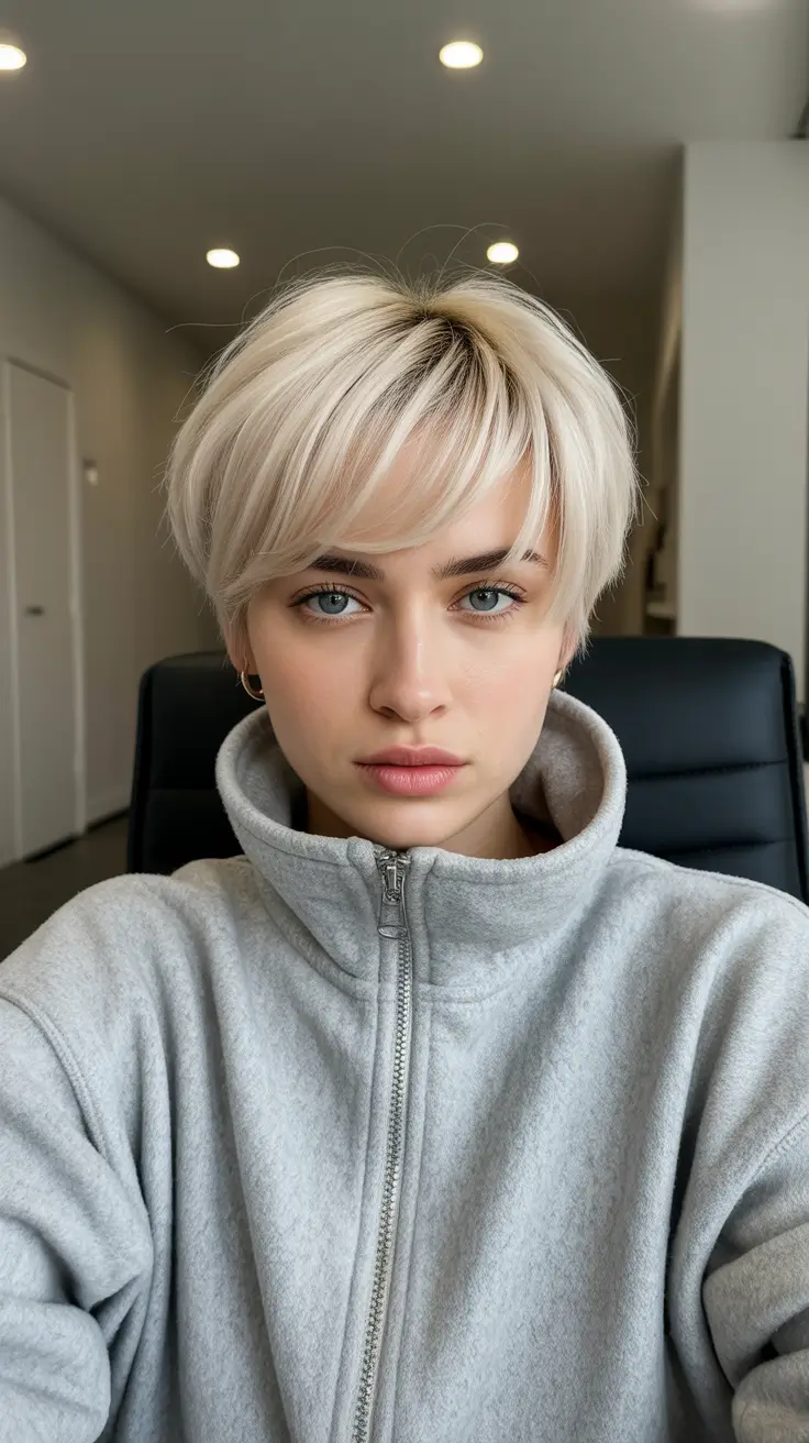 popular spring short haircut 2026 Soft Icy Crop With Wispy Fringe