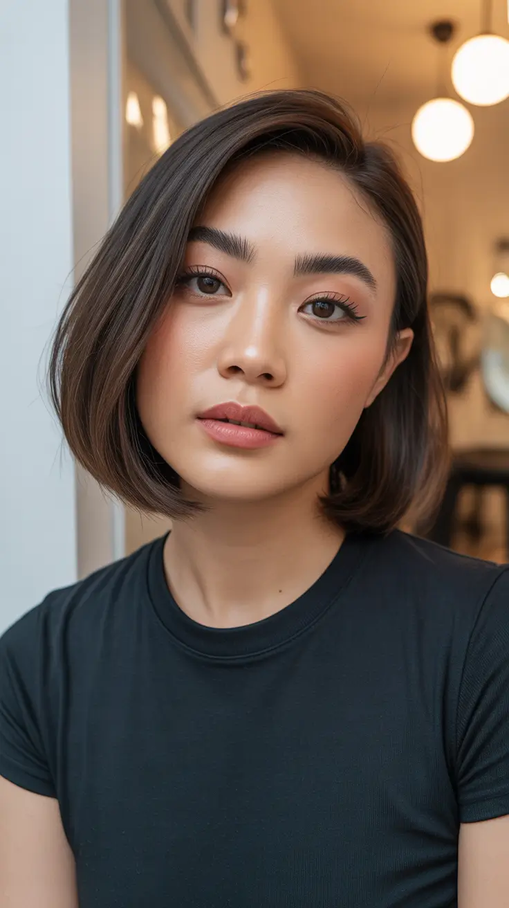 popular spring short haircut 2026 Soft Angled Bob With Natural Dimension