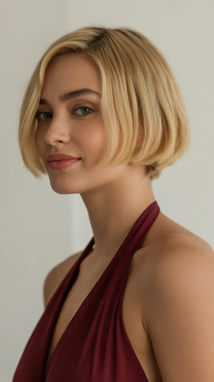 popular spring short haircut 2026 Blonde Rounded Bob With Subtle Volume