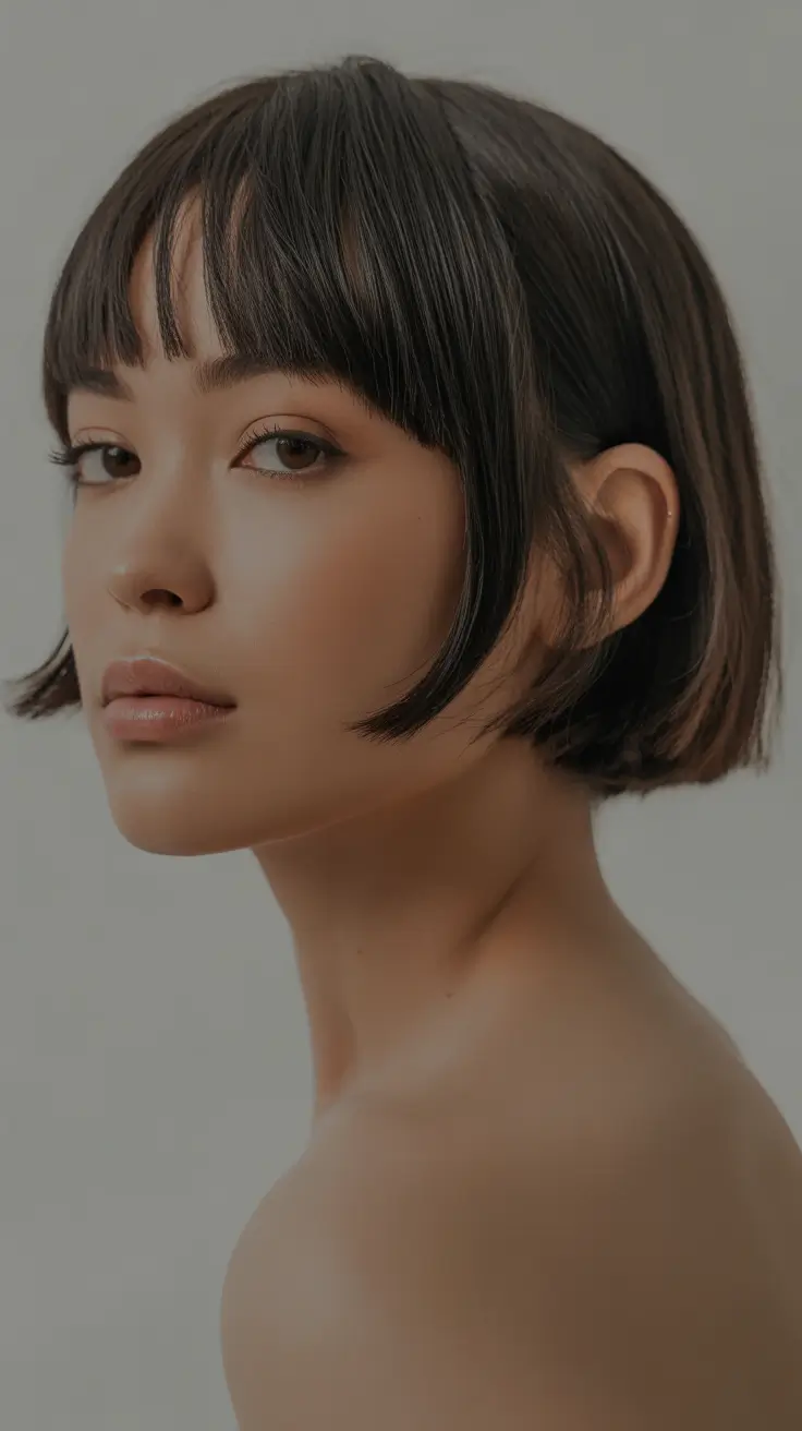 popular spring short haircut 2026 French-Inspired Micro Bob With Short Fringe