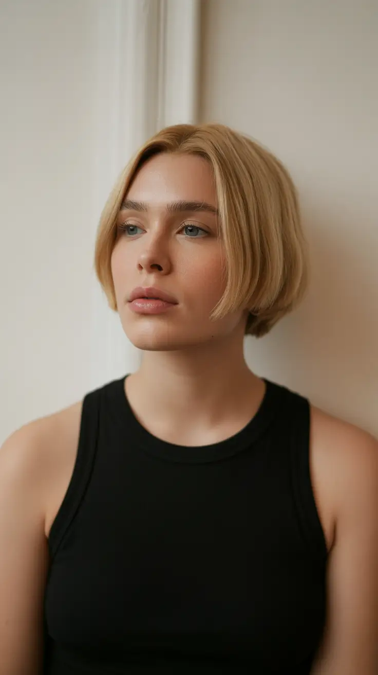 popular spring short haircut 2026 Minimalist Blonde Rounded Crop