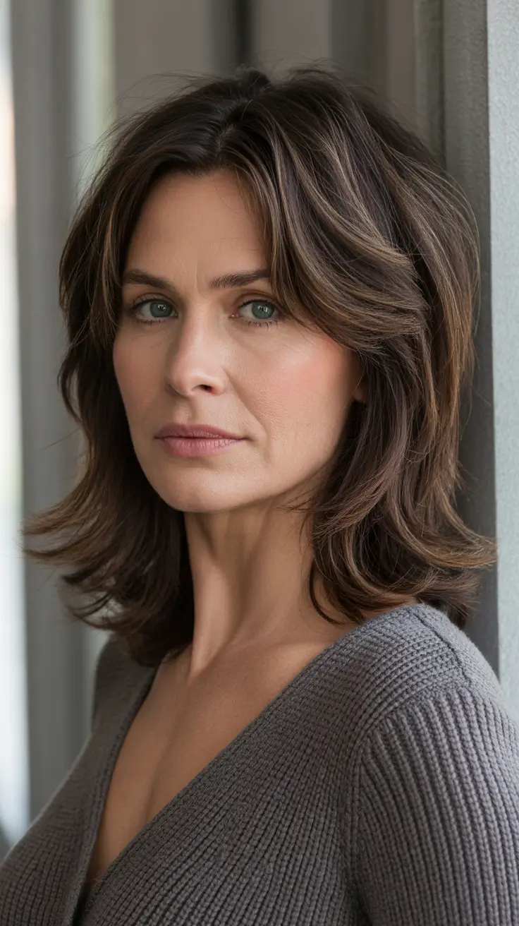 professional spring haircuts for women over 40 2026 Soft Layered Shoulder-Length with Airy Movement