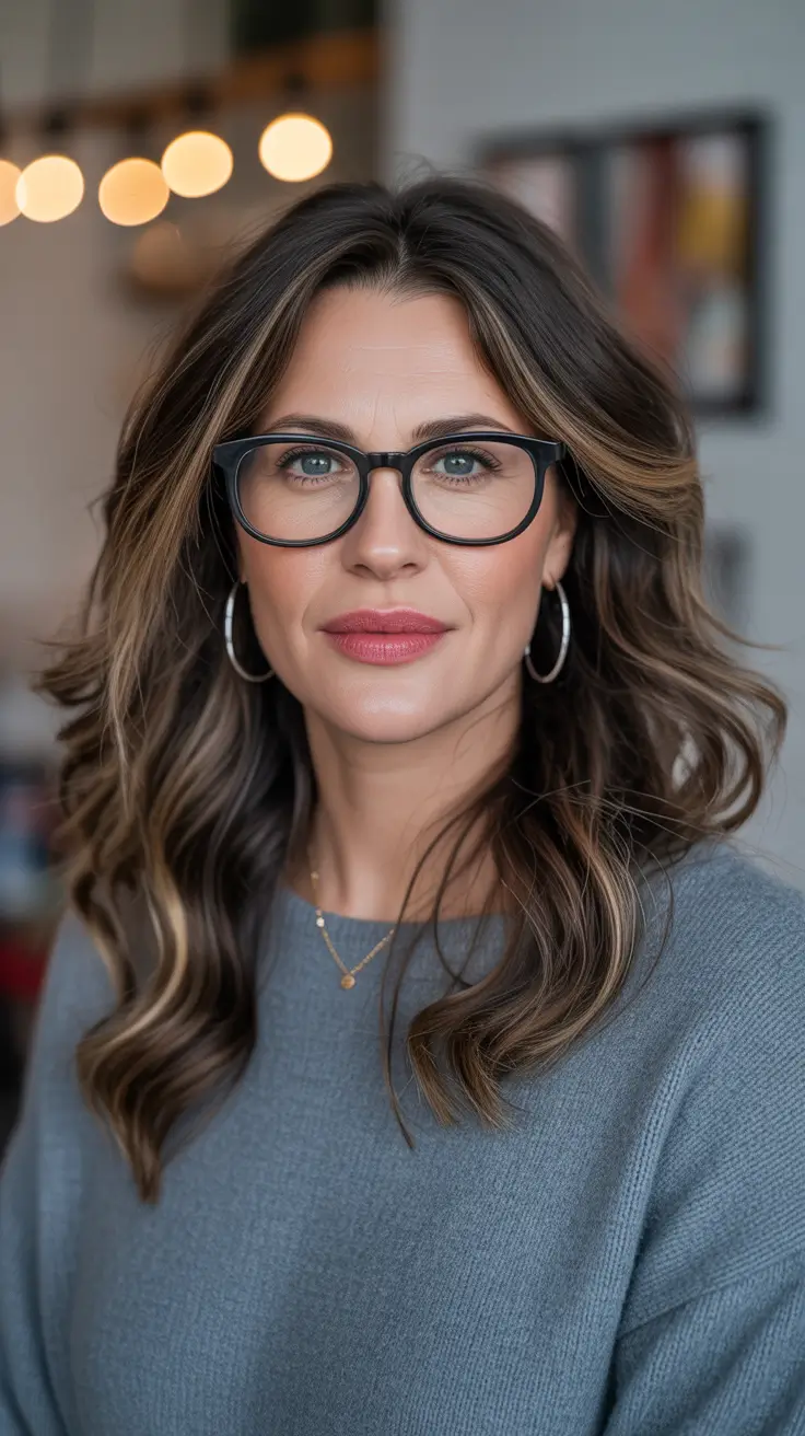 professional spring haircuts for women over 40 2026 Polished Long Waves with Soft Balayage