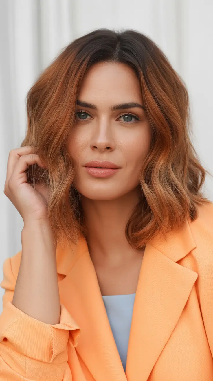 professional spring haircuts for women over 40 2026 Warm Copper Textured Lob