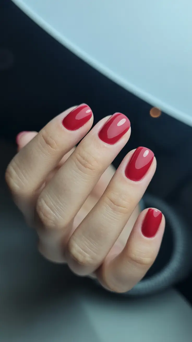 short spring nails inspiration 2026 Classic Cherry Red Confidence