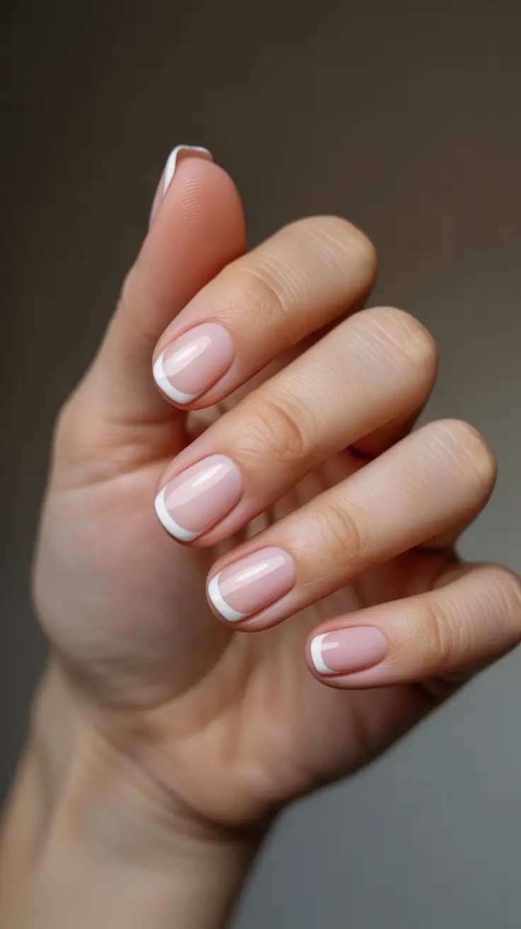 short spring nails inspiration 2026 Timeless Micro French in Milky Pink