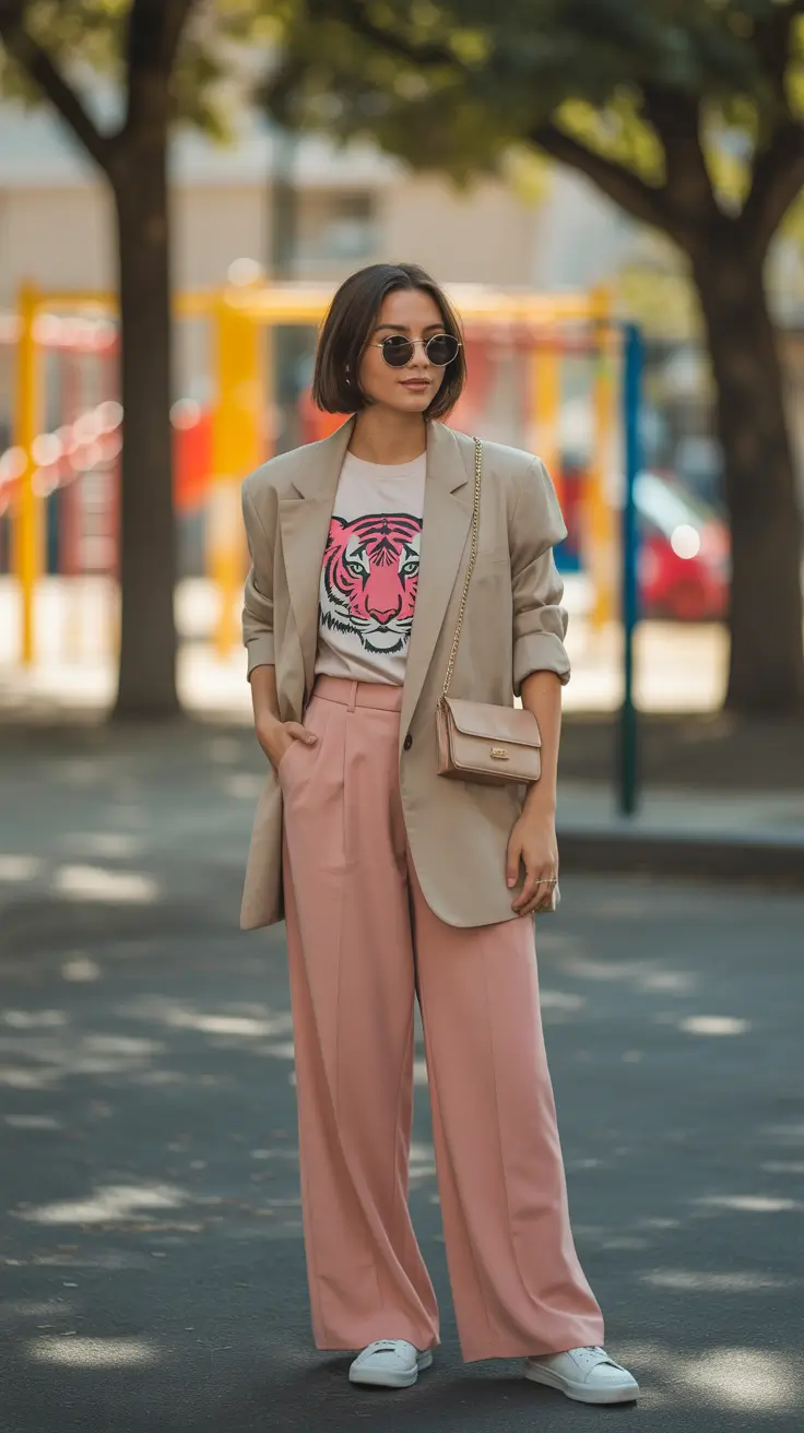 simple early spring outfits 2026 Soft Graphic Energy for Relaxed Early Spring Days