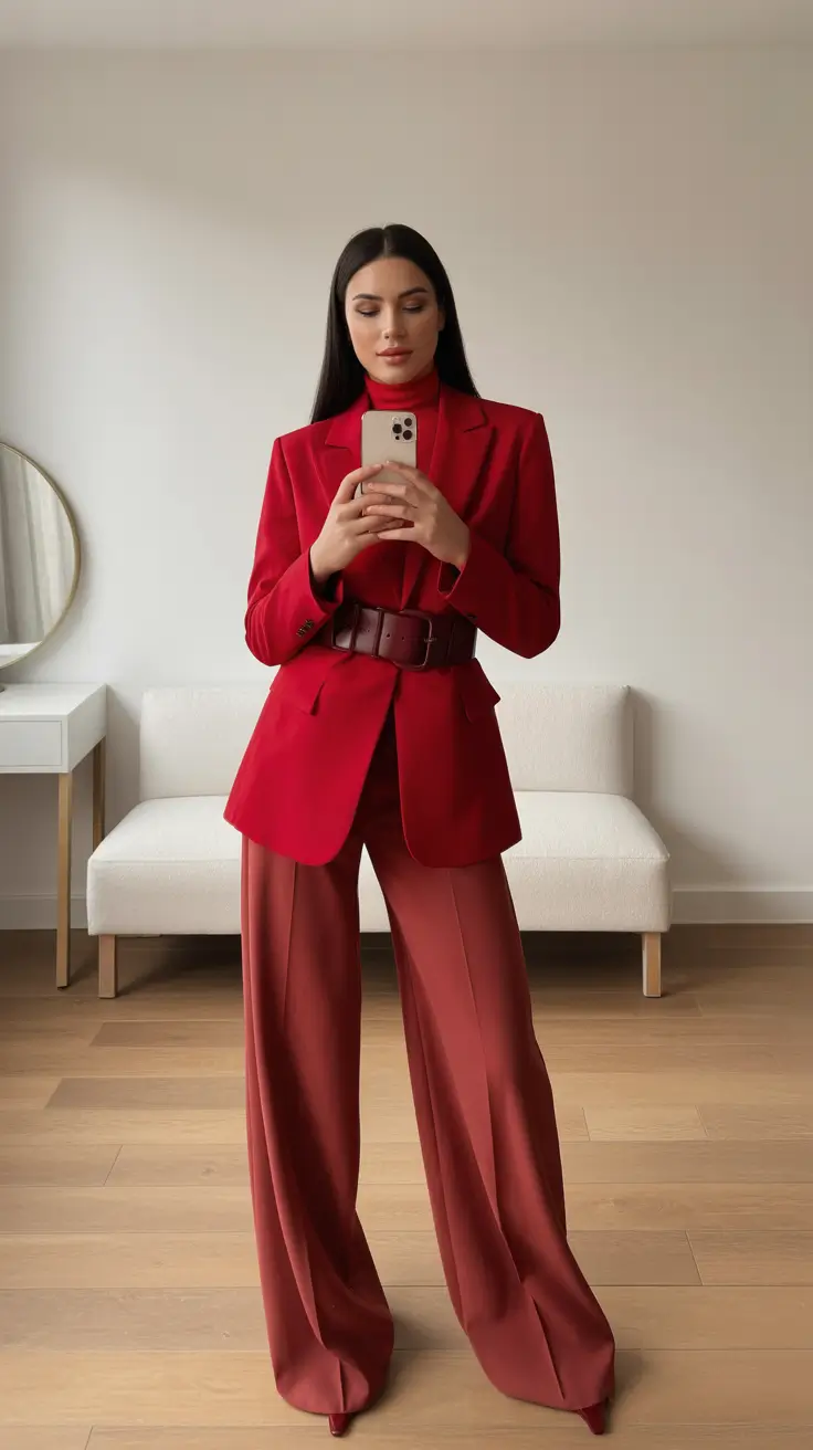 smart spring business casual outfits 2026 Bold Red Tailoring for Women Who Lead