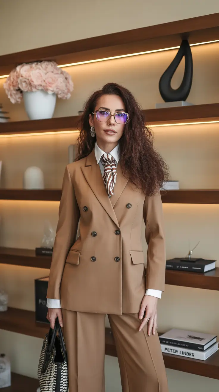 smart spring business casual outfits 2026 Classic Camel Tailoring With a Spring Twist