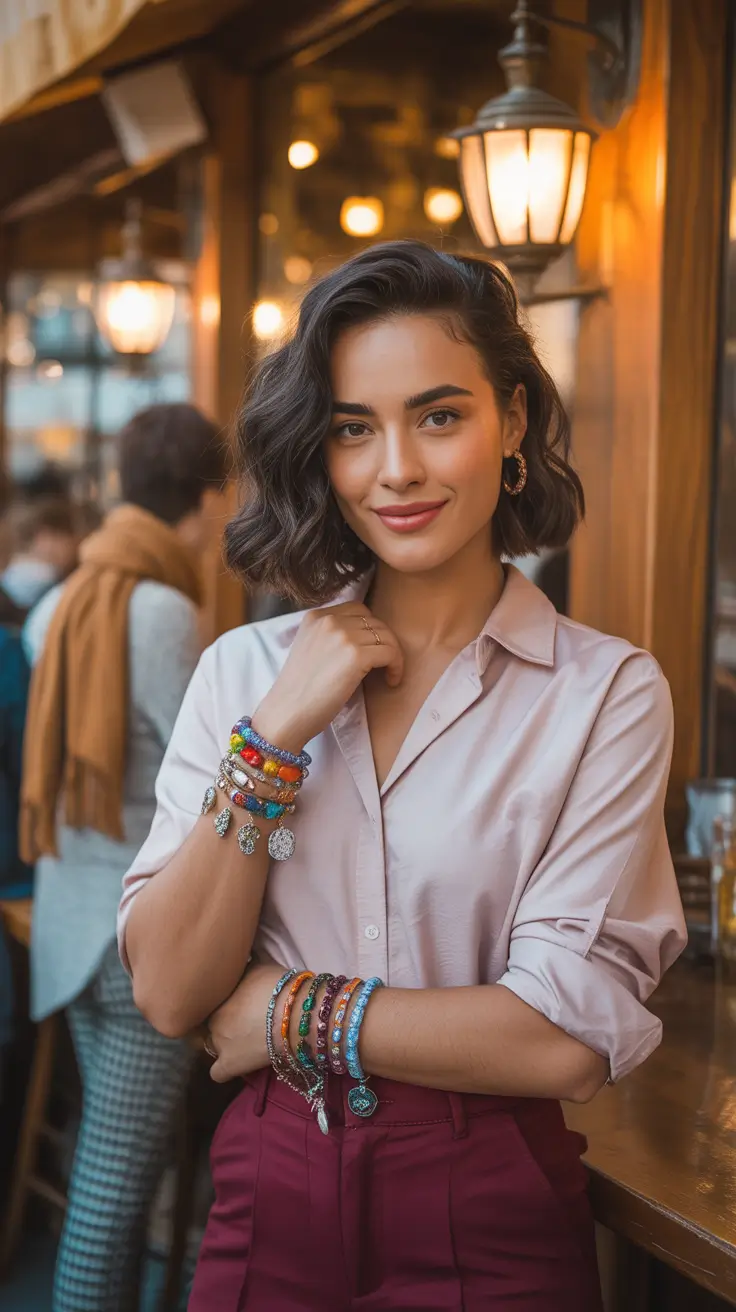 smart spring business casual outfits 2026 Soft Shine and Playful Color