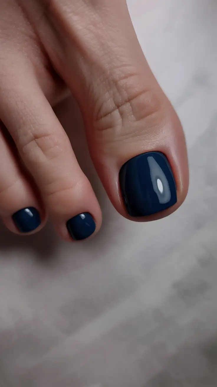 Sophisticated Spring Toe Nails 2026 Deep Blue Elegance