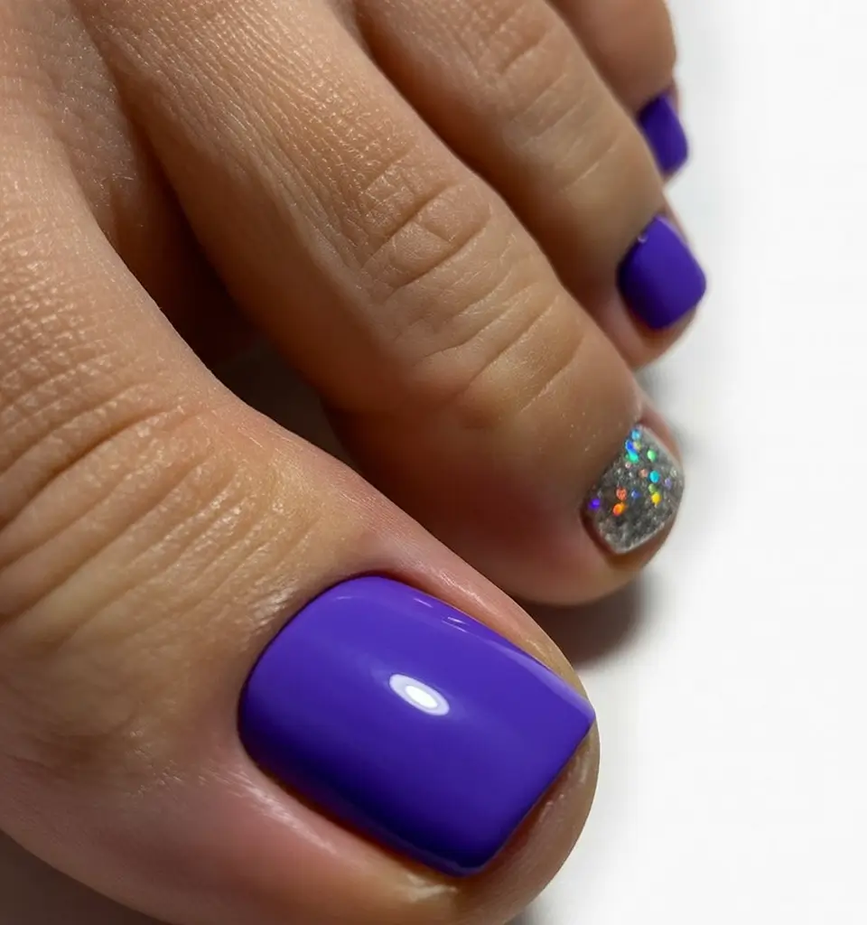 Sophisticated Spring Toe Nails 2026 Vibrant Purple Glitter