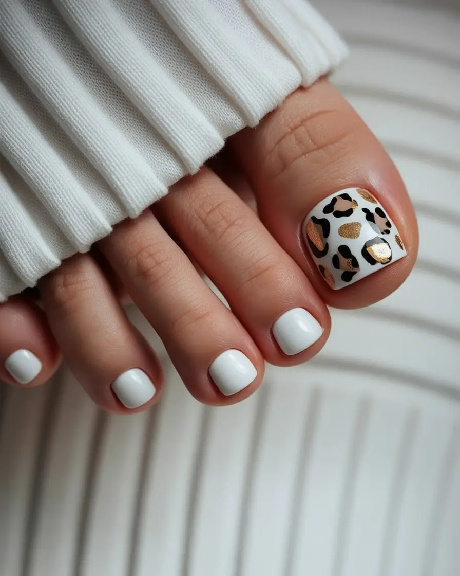Sophisticated Spring Toe Nails 2026 Leopard Print Gold