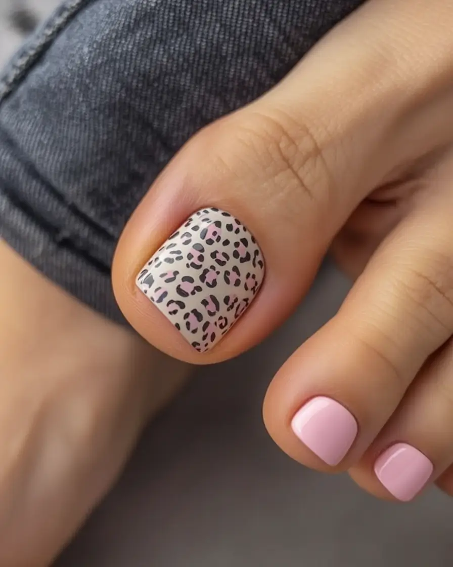 Sophisticated Spring Toe Nails 2026 Pink Leopard