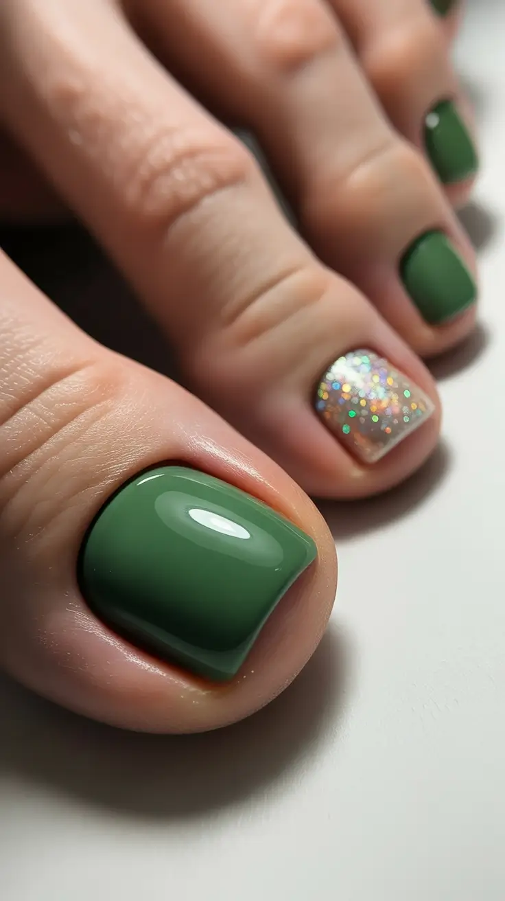 Sophisticated Spring Toe Nails 2026 Green Dream