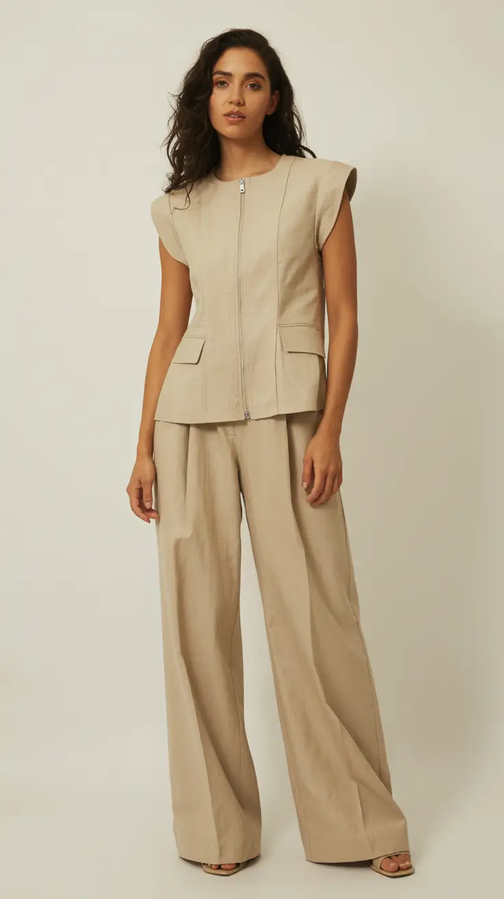 stylish classy spring outfits for 2026 Neutral Power Dressing With Sculpted Lines