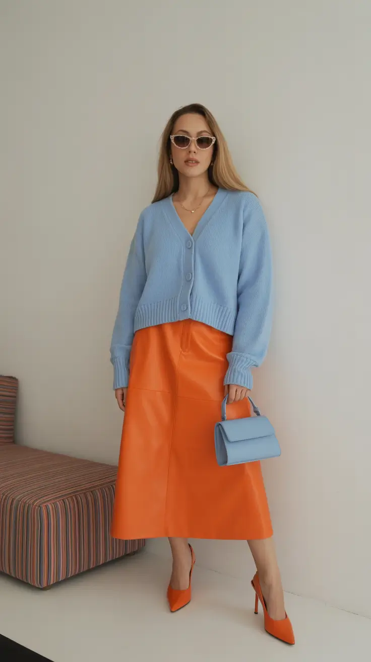 stylish spring outfits aesthetic for 2026 Blue Harmony Meets Orange Energy