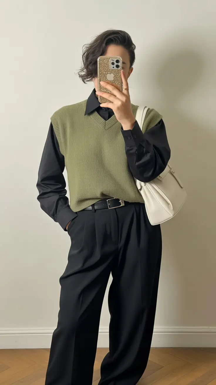 stylish spring outfits aesthetic for 2026 Olive Scholarly Layers