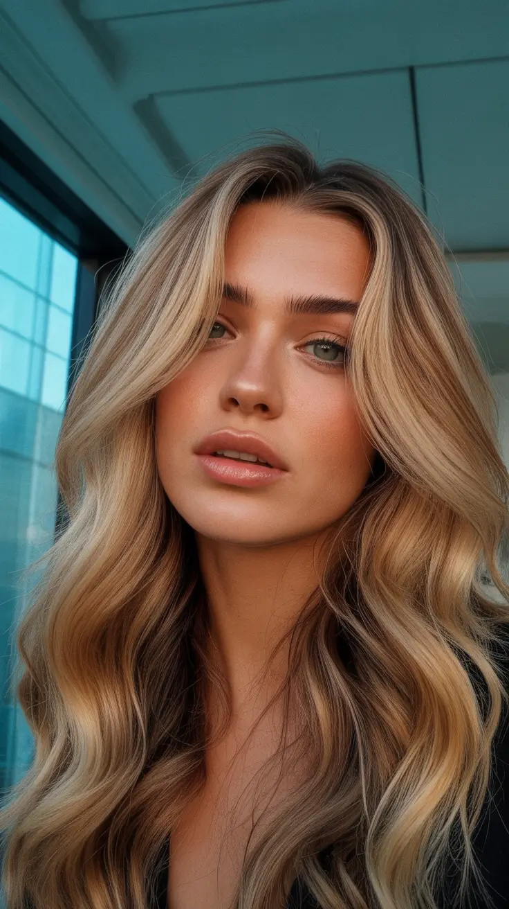 beautiful spring caramel hair color 2026 Blended Blonde-Caramel Waves With Modern Dimension