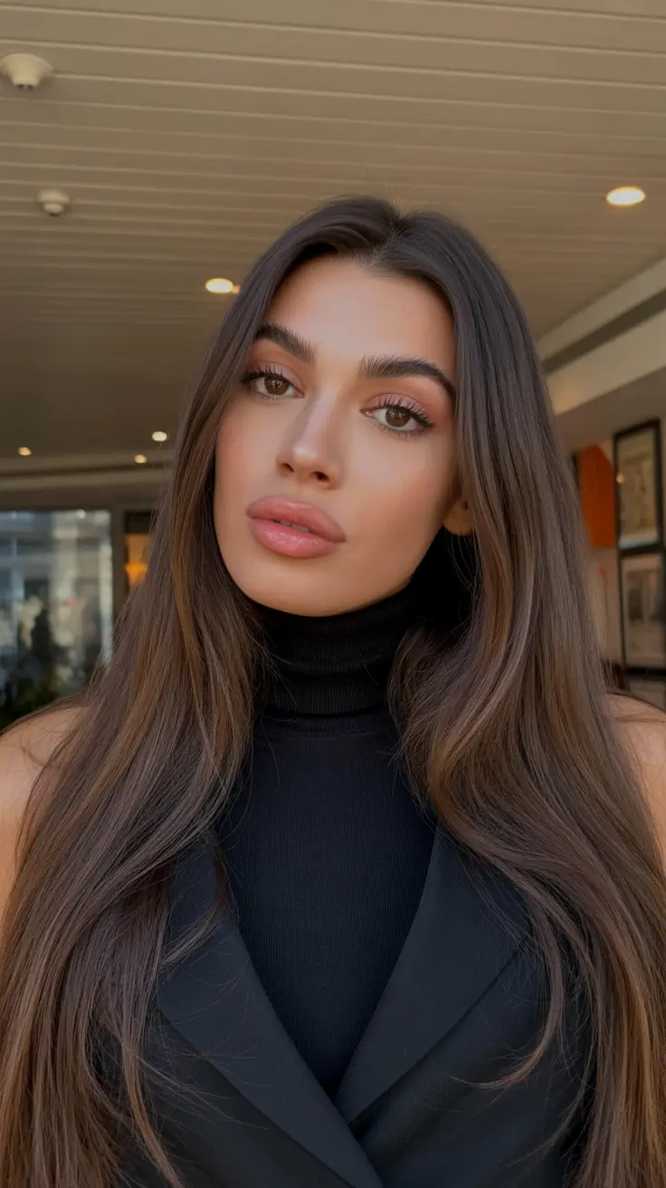 beautiful spring caramel hair color 2026 Classic Brunette Elegance With Whispered Caramel Depth