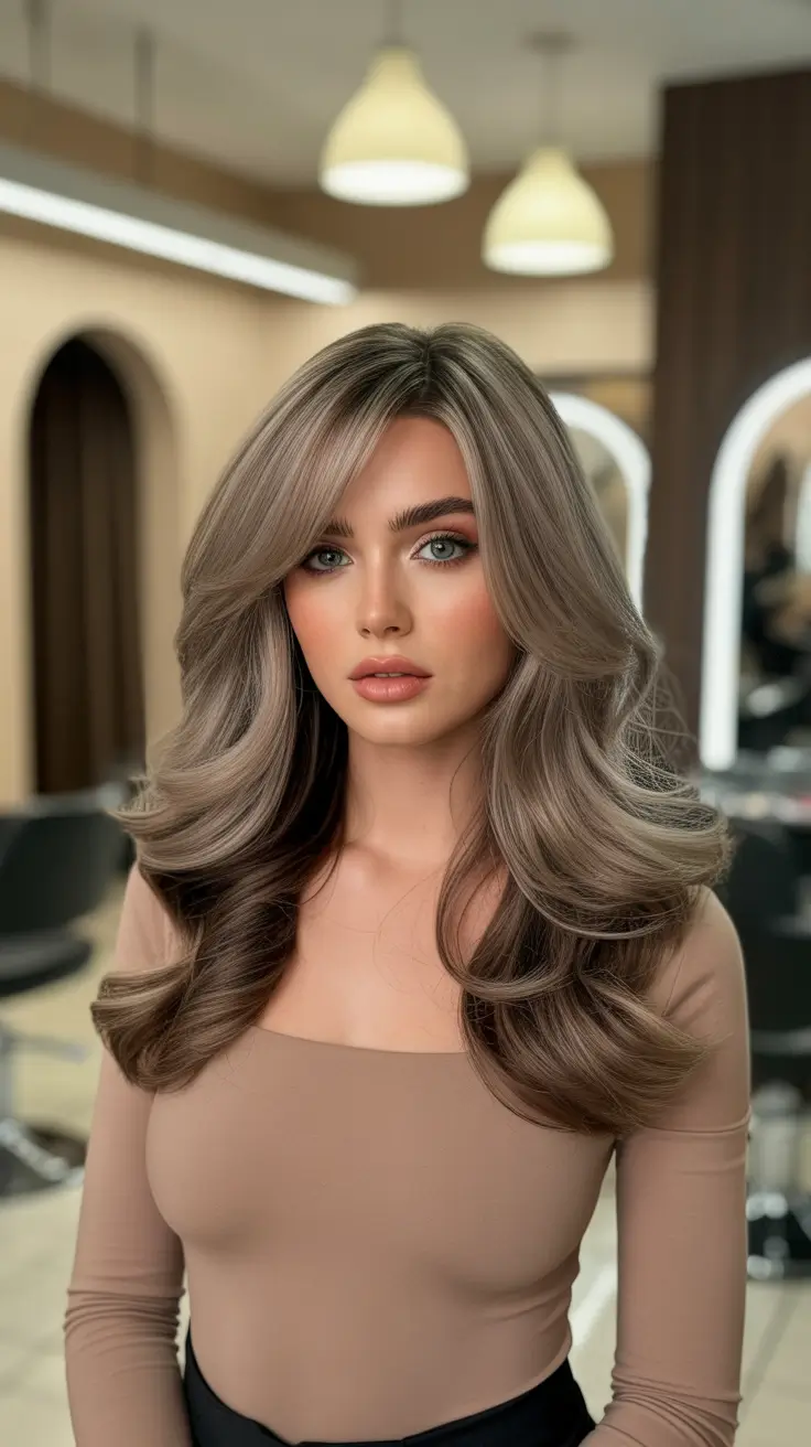 beautiful spring caramel hair color 2026 Glossy Voluminous Layers With Cool Caramel Blend