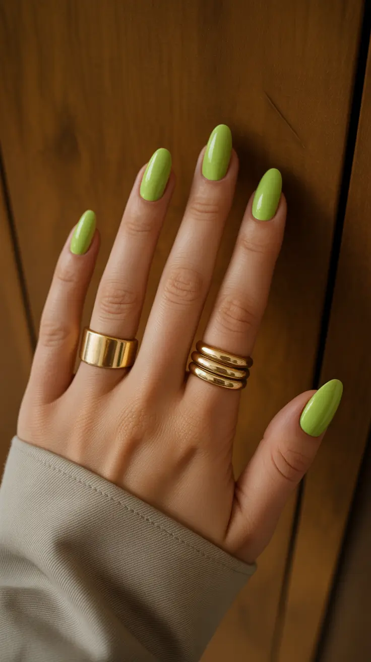 best trendy spring nails 2026 Fresh Lime Almond Nails That Brighten the Whole Season