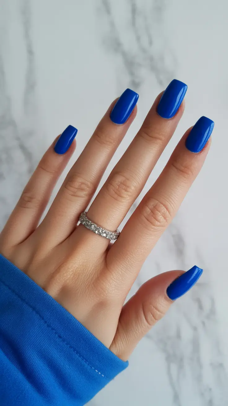 best trendy spring nails 2026 Electric Royal Blue for a Bold Spring Statement
