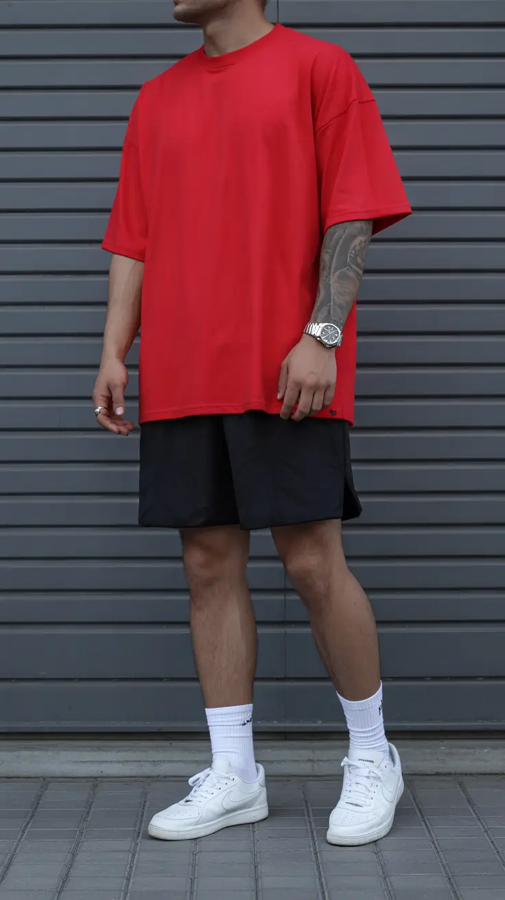 casual summer outfits men 2026 Bold Color Blocking with Sporty Summer Attitude