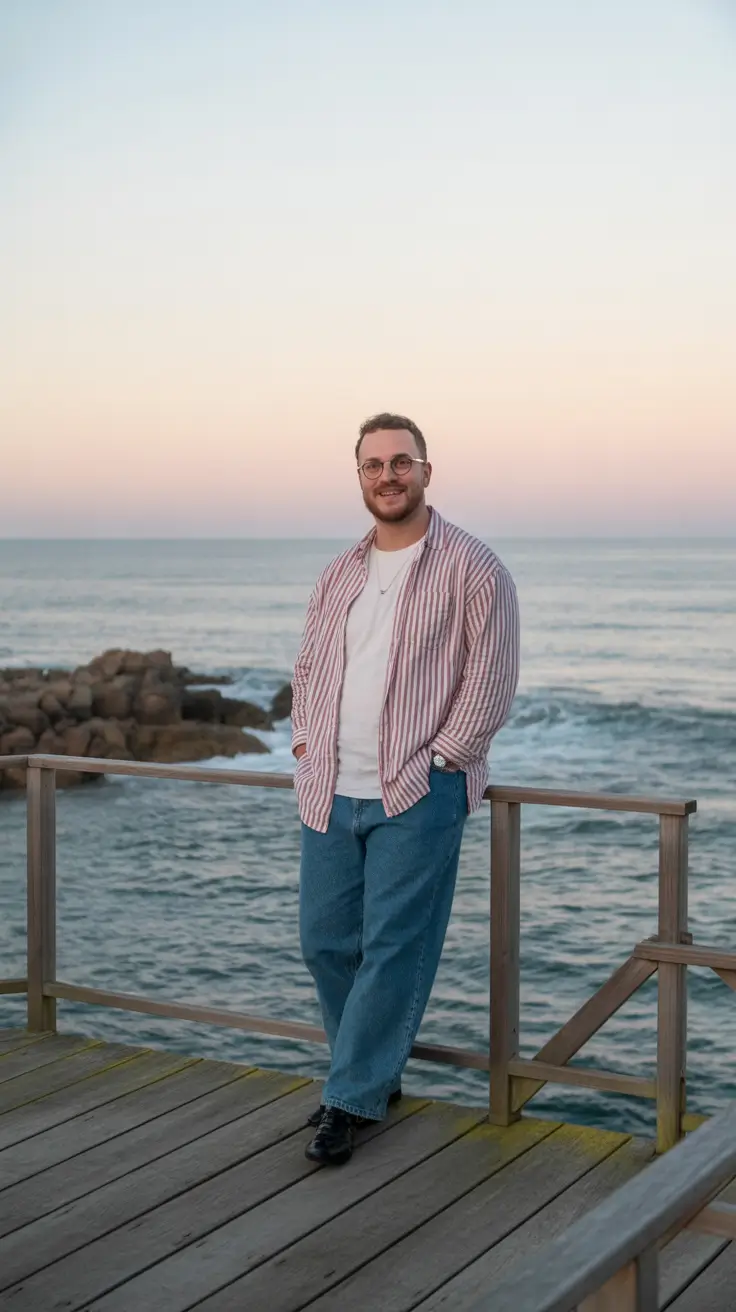 casual summer outfits men 2026 Relaxed Coastal Layers for Golden Hour Moments