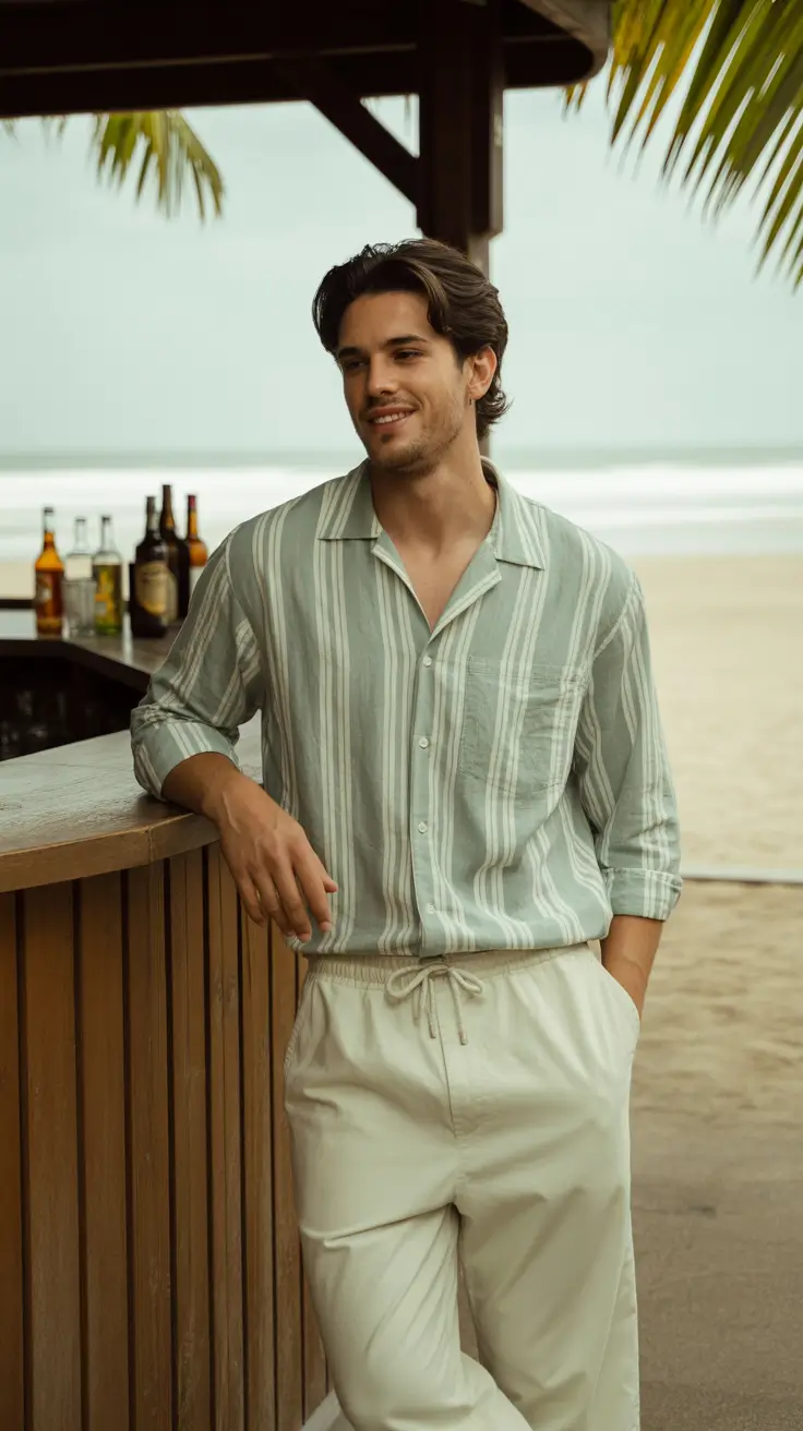 casual summer outfits men 2026 Beachside Linen and Effortless Charm