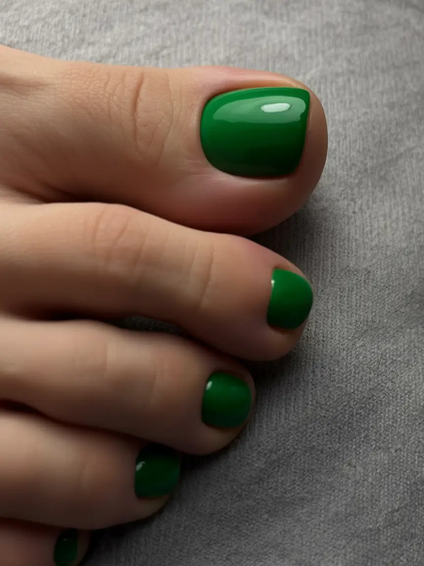 cozy spring toe nail color 2026 Classic Emerald Gloss for Fresh Spring Toe Nails
