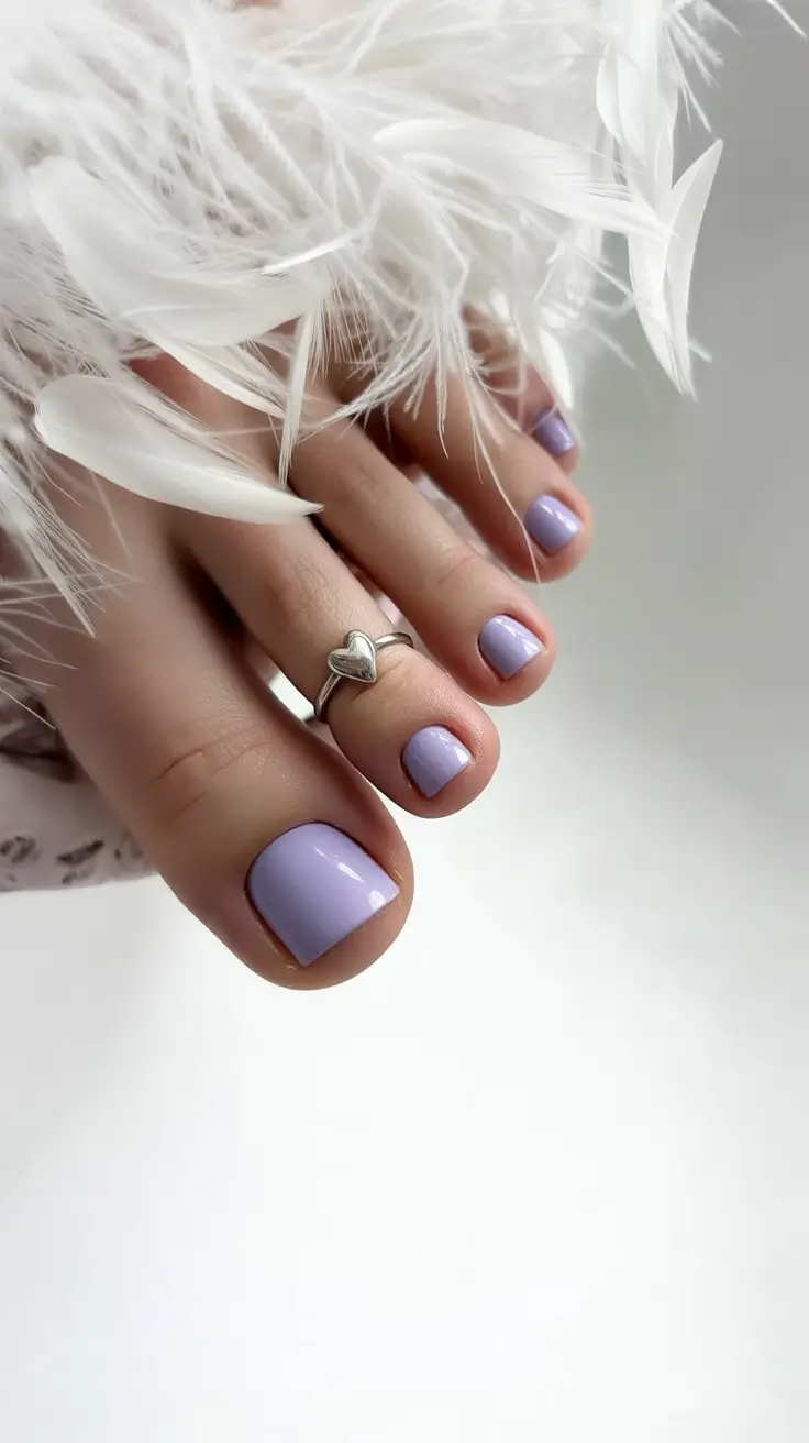 cozy spring toe nail color 2026 Lavender Pastel for Romantic Spring Pedicures