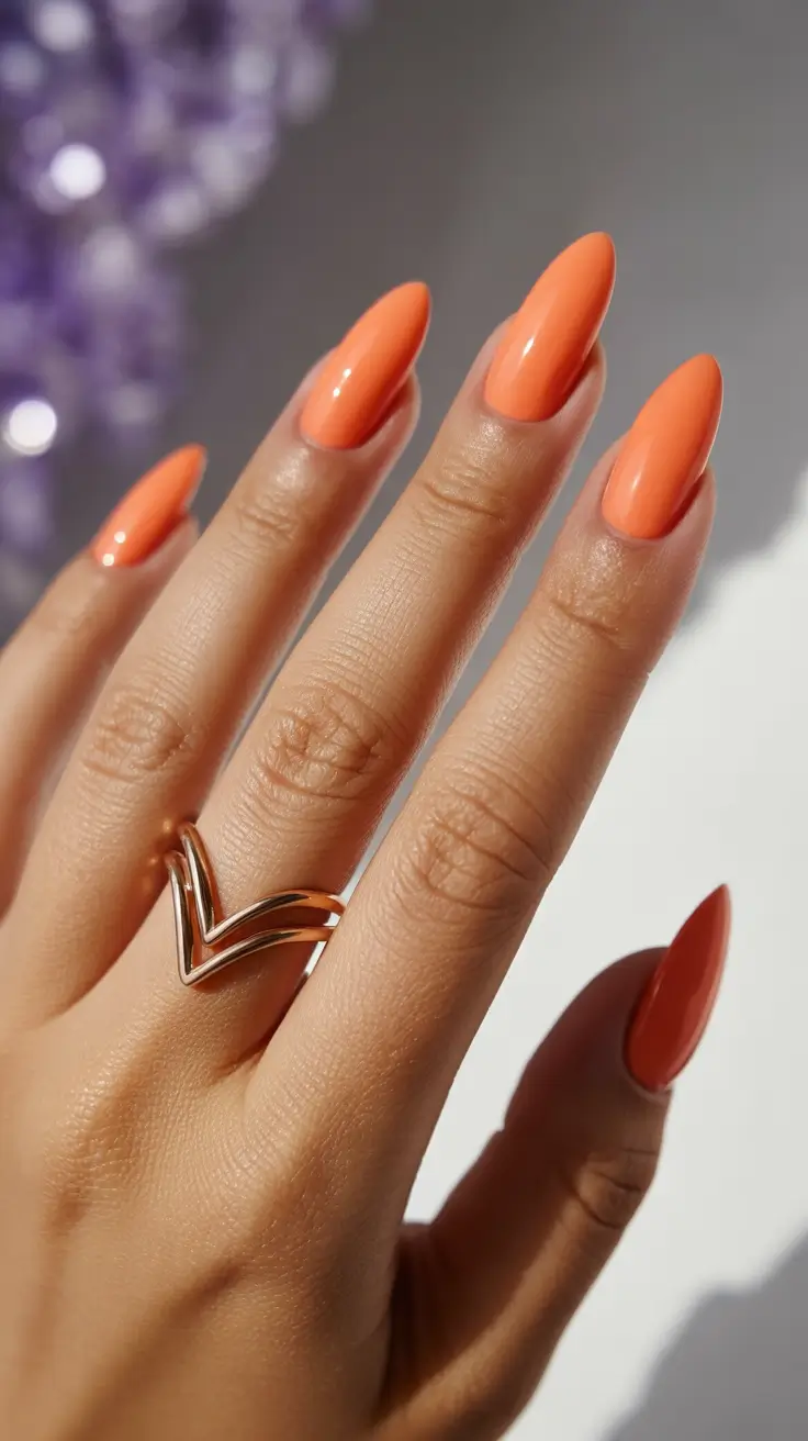 edgy spring almond nails 2026 Juicy Tangerine Almond Nails That Instantly Brighten Spring