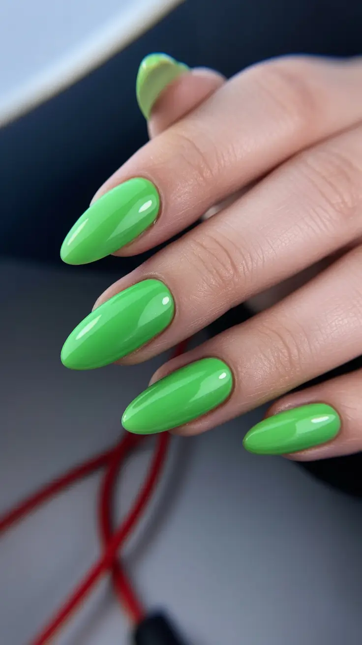 edgy spring almond nails 2026 Bright Lime Almond Nails for Playful Spring Energy