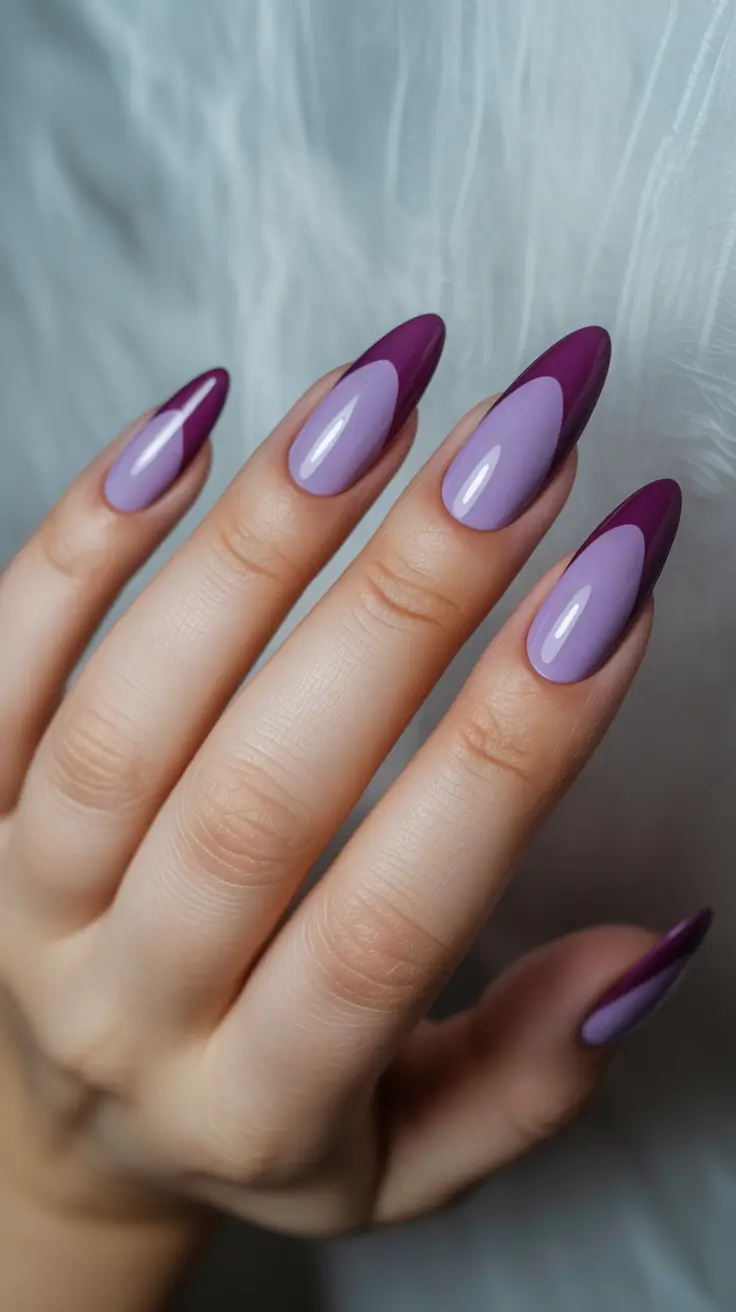 edgy spring almond nails 2026 Soft Lavender Waves for a Playful Pastel Almond Manicure