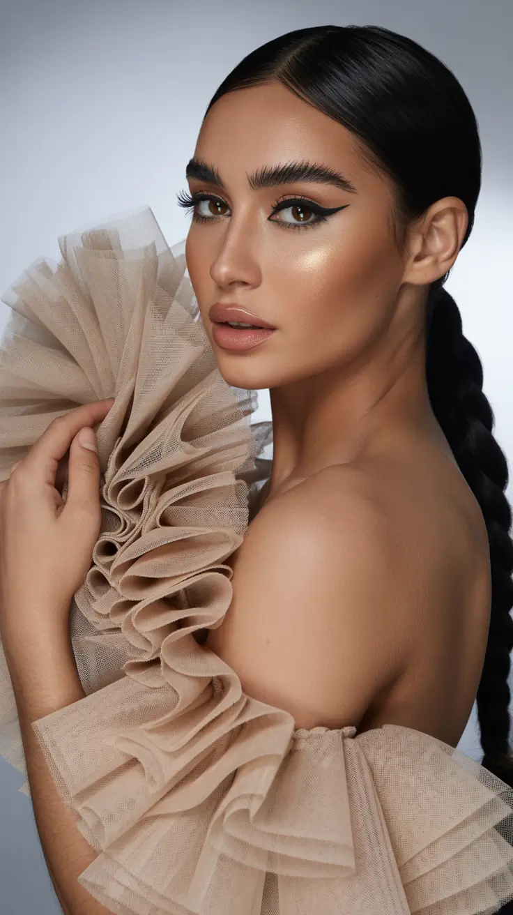 elegant spring natural hairstyle for 2026 Polished Sculptural Braid With Runway Elegance