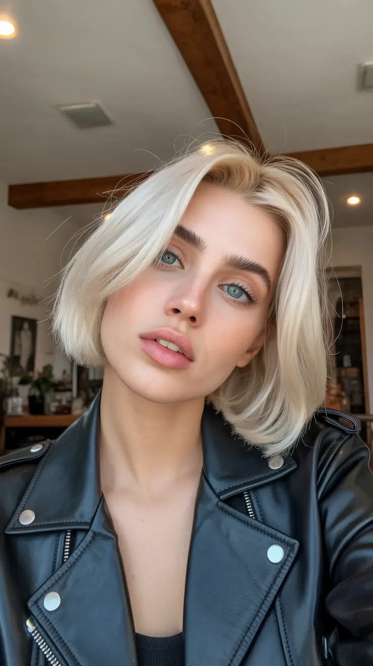fabulous spring short hairstyles 2026 Soft Volume Platinum Blunt Bob
