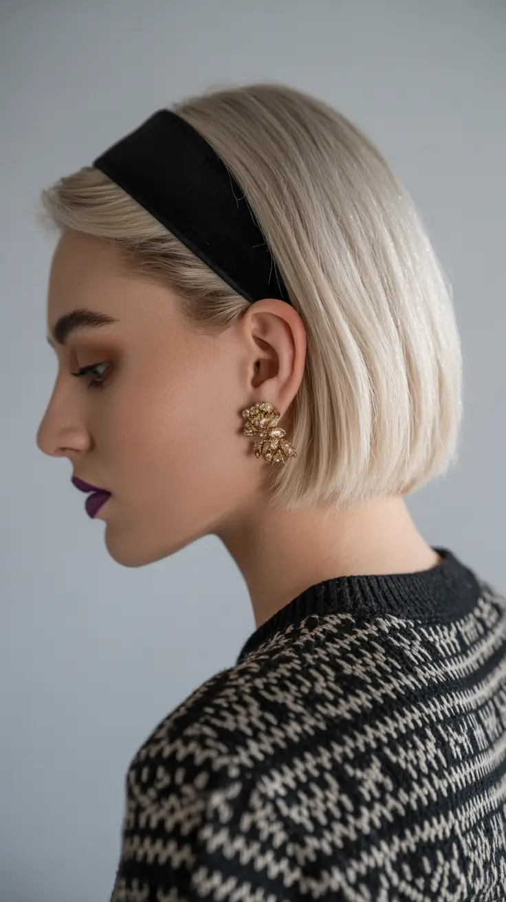 fabulous spring short hairstyles 2026 Polished Platinum Bob With Statement Headband