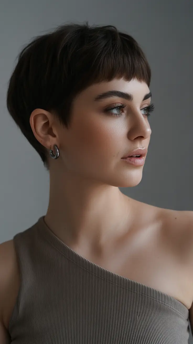 fabulous spring short hairstyles 2026 Micro Pixie With Soft Baby Fringe