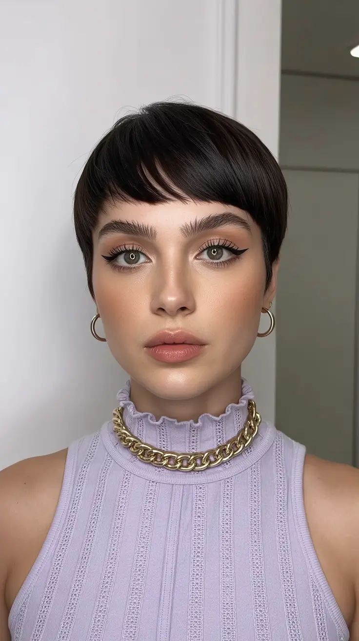 fabulous spring short hairstyles 2026 Classic Brunette Pixie With Clean Lines