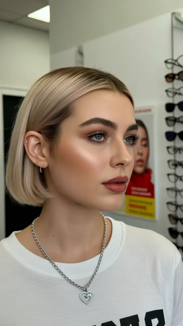 fabulous spring short hairstyles 2026 Soft Champagne Blonde Blunt Bob