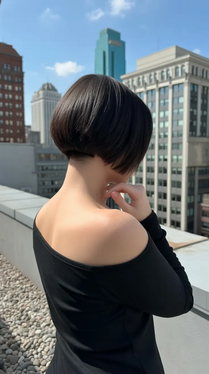 fabulous spring short hairstyles 2026 Sculpted Undercut Bob With Clean Nape