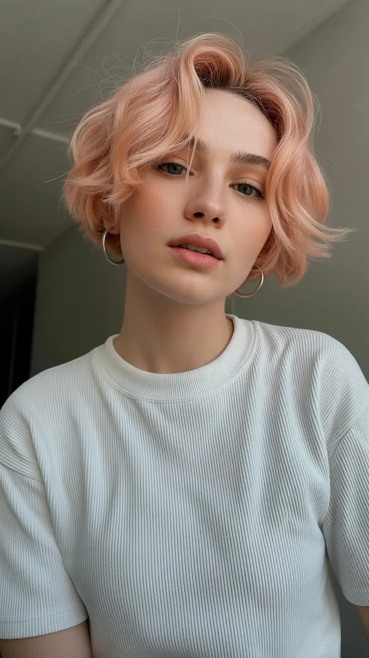 fabulous spring short hairstyles 2026 Textured Peachy French Bob