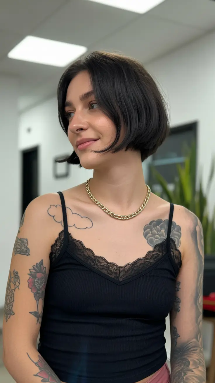 fabulous spring short hairstyles 2026 Glossy French Bob With Soft Curve