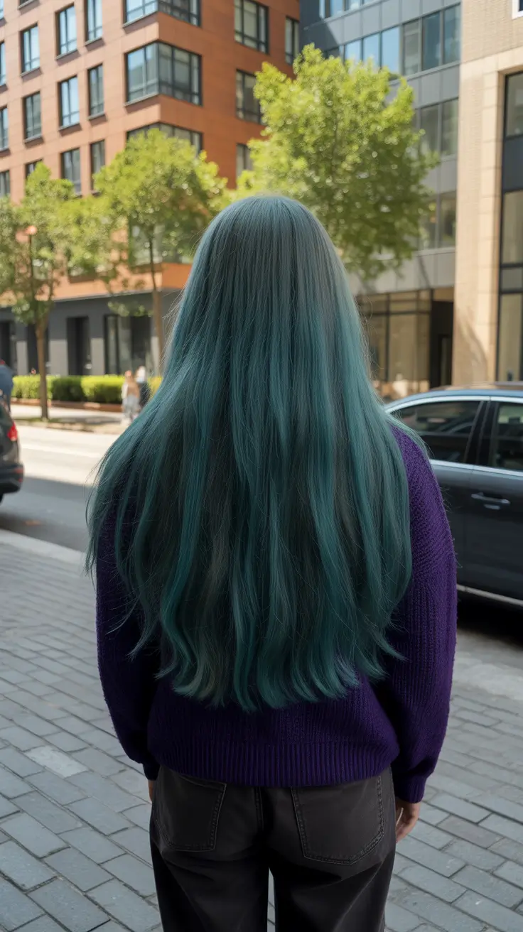 light spring hair color ideas 2026 to look younger Deep Teal Green Hair