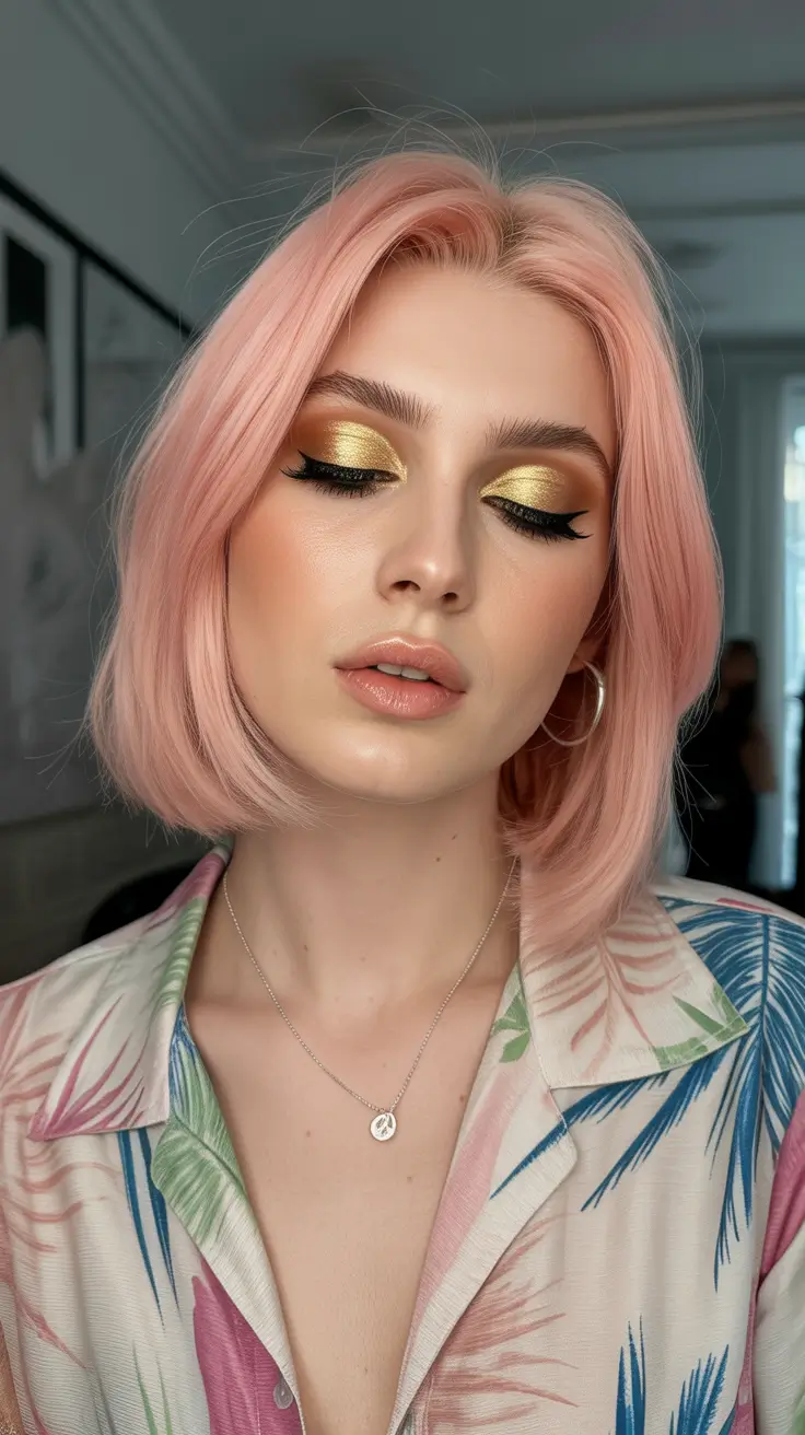 May Hair Color Ideas 2026 Blush Pink Textured Bob — Playful Trendy Fantasy for Spring